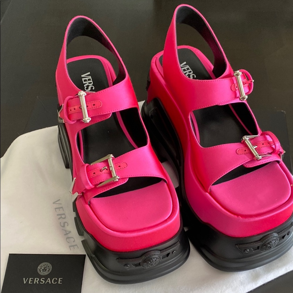 Versace Bold Pink and Black Platform Shoes